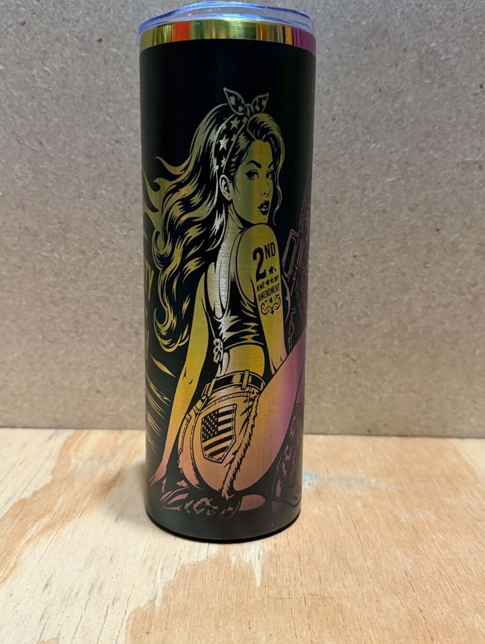 New custom laser engrave color change 20oz US FLAG Pin Up tumbler straw gift box